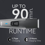 Beard Trimmer MT5005, 90 mins run time with Type C, 6 comb attachments, Self sharpening blades | Trimmer for Men