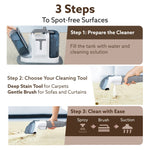 Crest Portable Spot Cleaner, Super Suction Cleaning Machine, Stain Remover, Multi-Purpose Portable Carpet and Upholstery Cleaner, with Replacement Heads, Pet Stain Vacuum, White