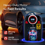 Marvel Tyre inflator, for Cars, 12V, Upto 150 PSI, 120 W Powerful Motor, Up to 3M Long Cable, Digital Display, Multiple Nozzles