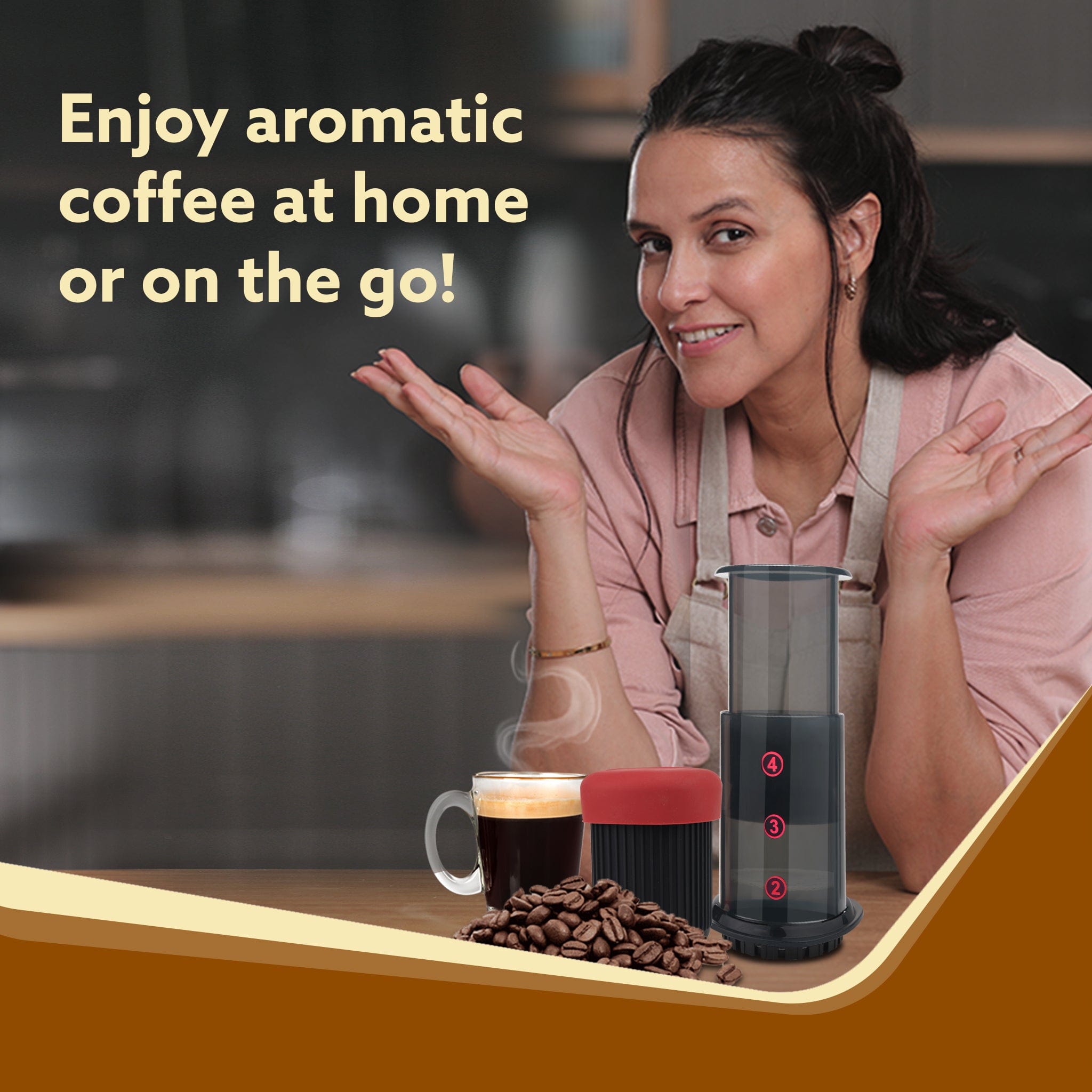 AGARO Royal Manual Press Coffee Espresso Maker With Travel Cup Agaro