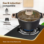 Imperial Granite Non Stick Cookware Set, 4pcs Cookware Set, 24cm &16cm Sauce pan with Lid, 28cm Deep Fry Pan with Lid, Cast Aluminium, Gas & Induction Compatible