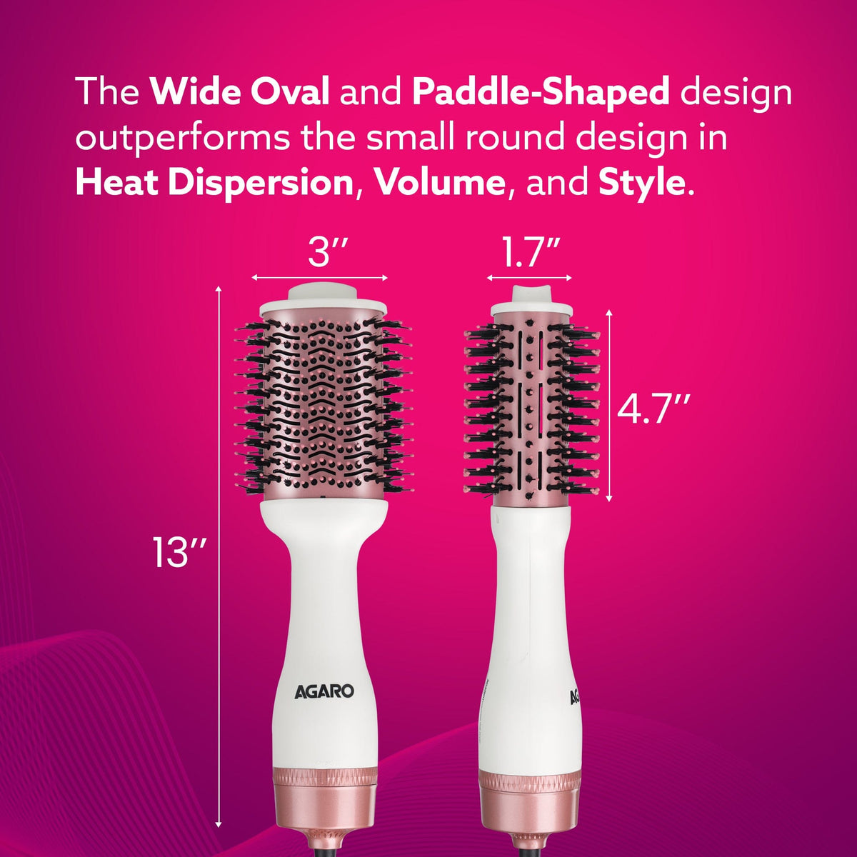 HV2179 Hot Air Brush for Hair, Blow Dryer Brush, Volumizer & Styler, 360° Airflow Vent, Oval Barrel for Hair Volume, Charcoal Bristles, Ceramic Coating Brushing Head, 1200W