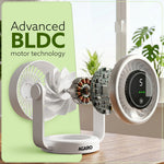 Regal Rechargeable Digital Desk Fan, 6 Inch, 3600mAh Battery, 5 Speeds, Type-C Charging, LED Display, Brushless Motor, Low Noise Operation, Personal Mini Table Fan for Home Office Bedroom Travel