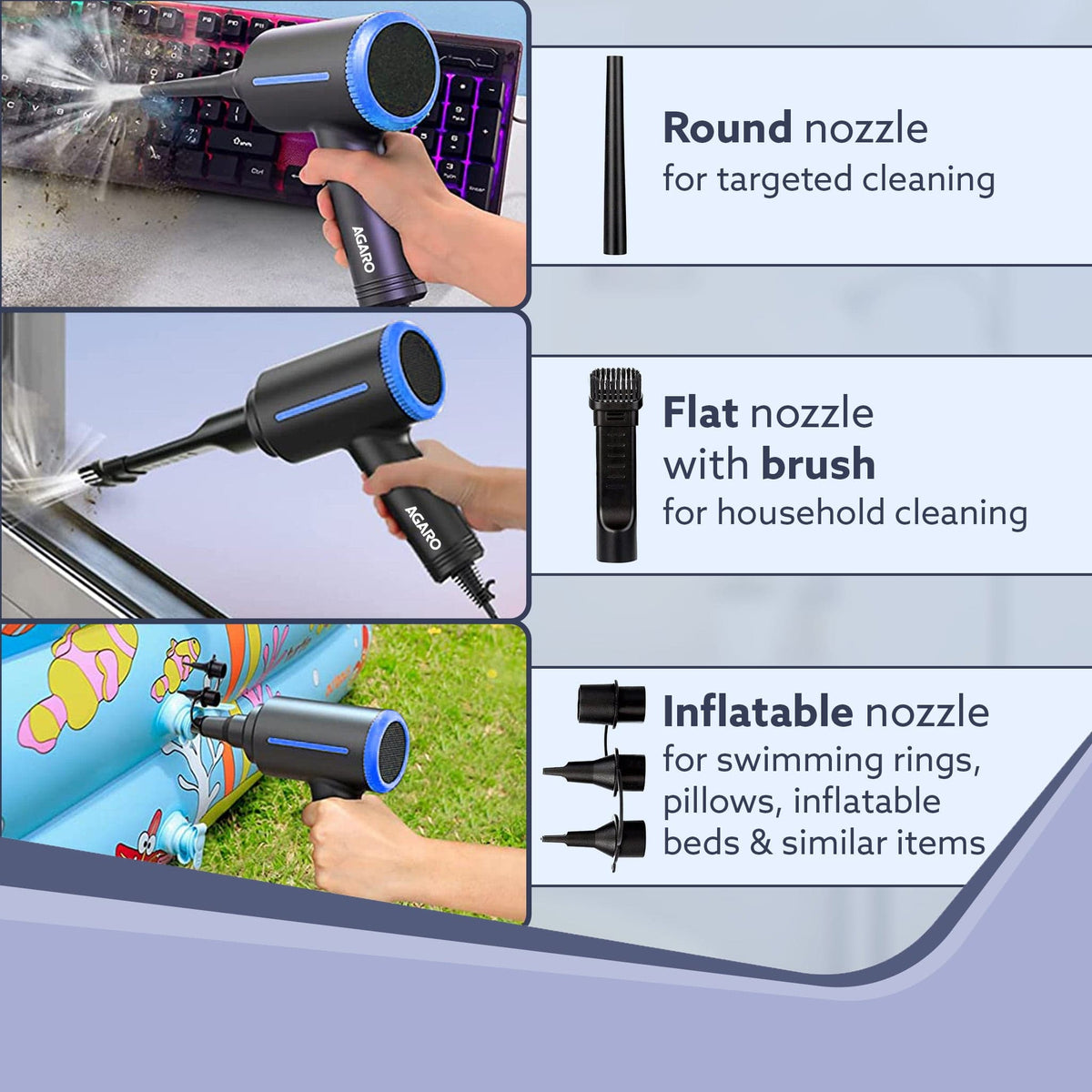 Compressed Air Duster, AD1719, Air Blower, Black