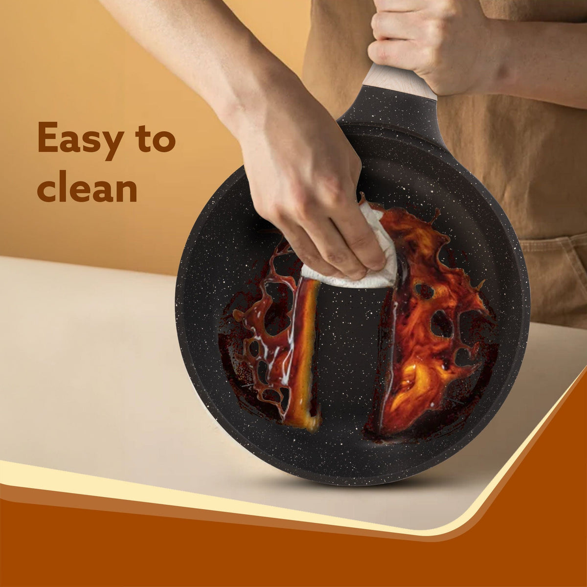 Imperial Granite Non Stick Cookware Set, 4pcs Cookware Set, 24cm &16cm Sauce pan with Lid, 28cm Deep Fry Pan with Lid, Cast Aluminium, Gas & Induction Compatible