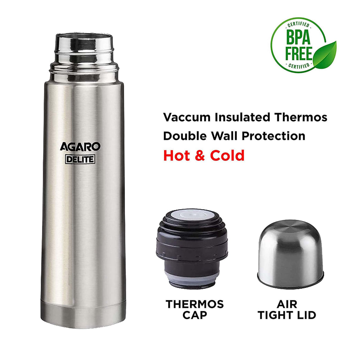 Delight Stainless Steel Flask, 500ml, Grey