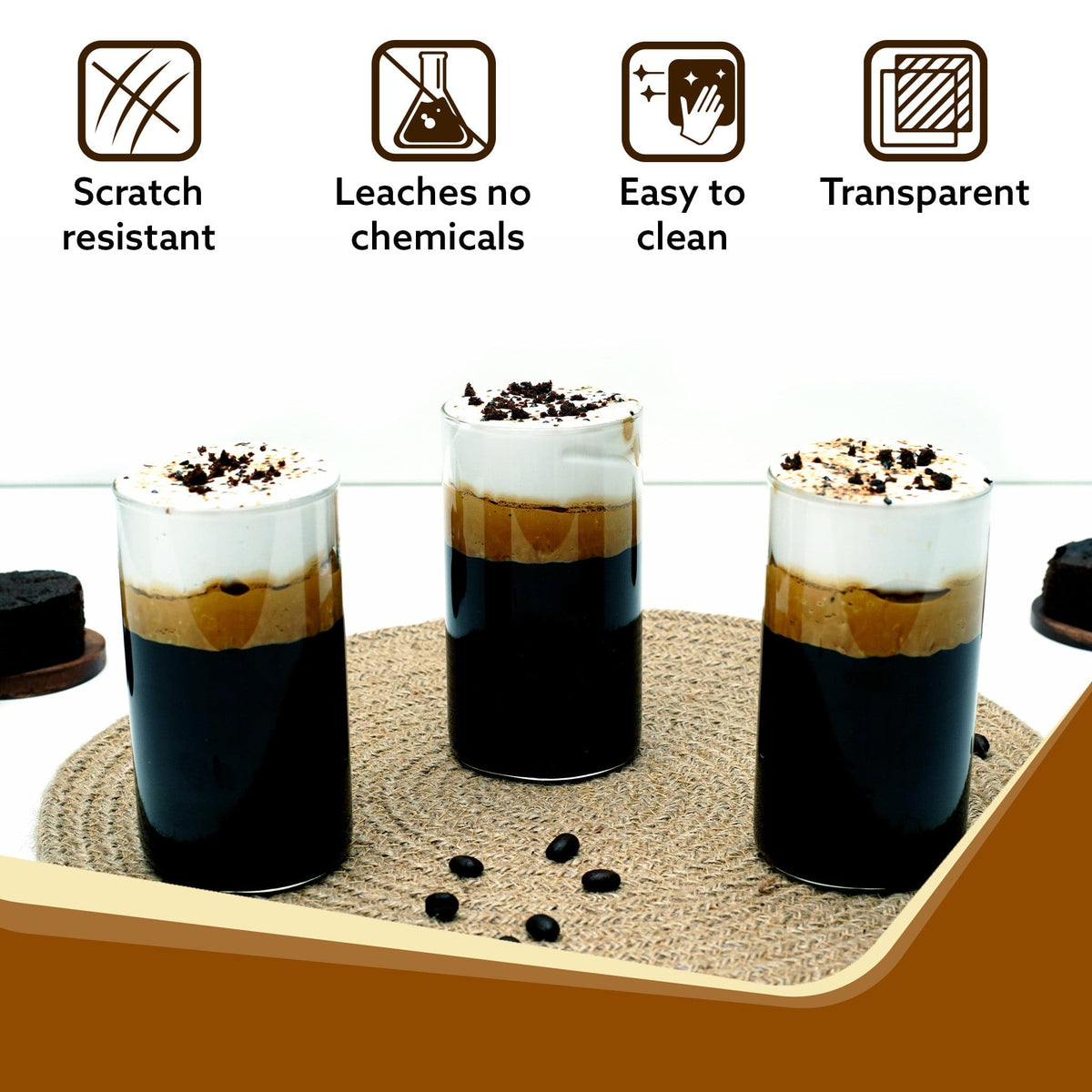 Elite Borosilicate Glass Tumbler, Serves Water, Cold Drinks, Juice, Milk, Pack of 6, 340 ml,  Flame Proof Glasses, Microwave & Dishwasher Safe, Transparent