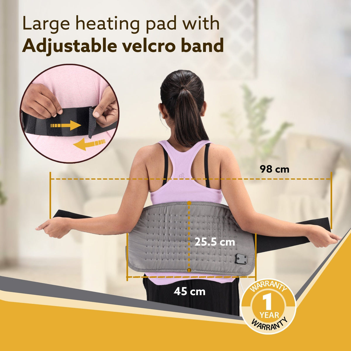 Ortho Electric Heating Pad, Orthopaedic Heating Belt with Temperature Controller, Heat Therapy Waist Belt, for Pain Relief of Back, Neck, Lumbar Muscle Strain, Cramps ( Grey, HP4112)
