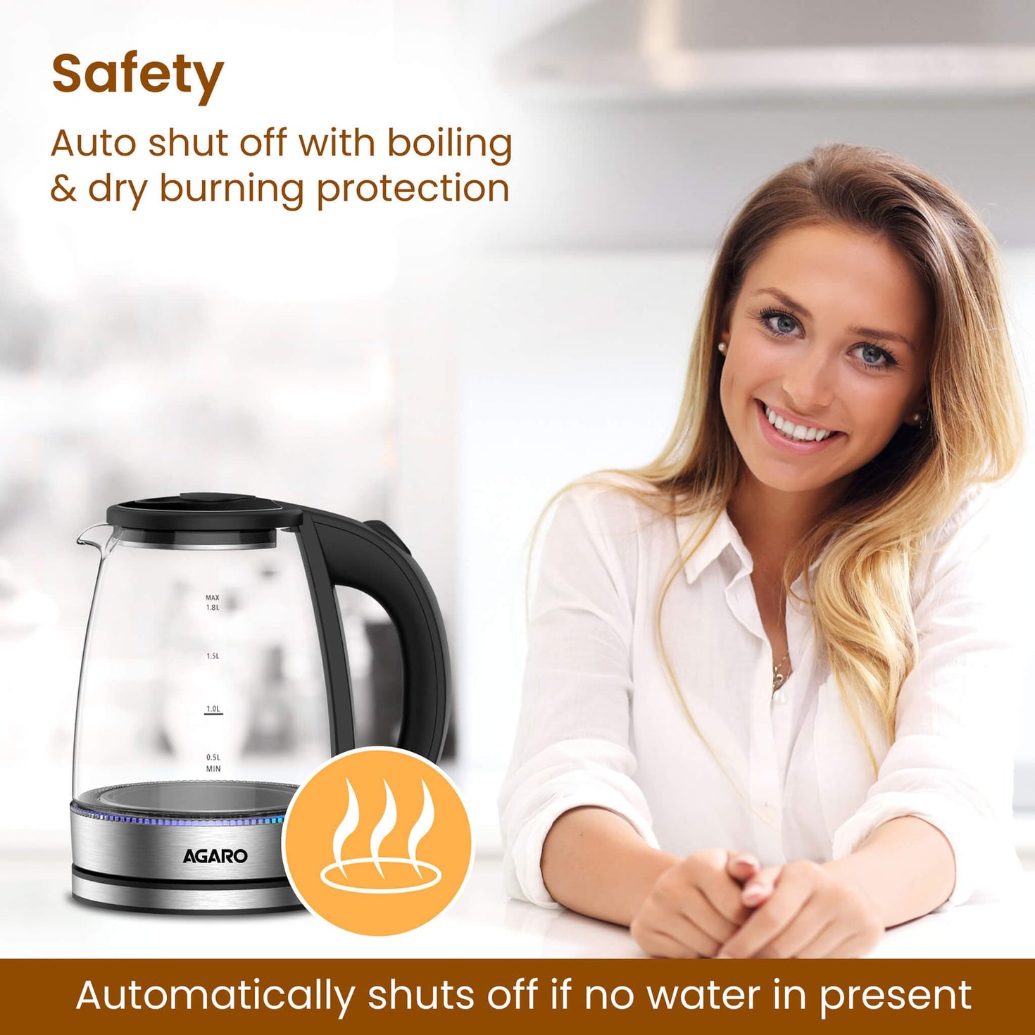 Imperial Glass Electric kettle 1.8L & 1500W AGARO Agaro