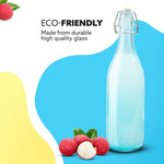 Elegant Flip Top Glass Bottle 1L Blue, 1000ml, Freezer Safe & Leakproof Flip Cap, Blue Colour & Stylish