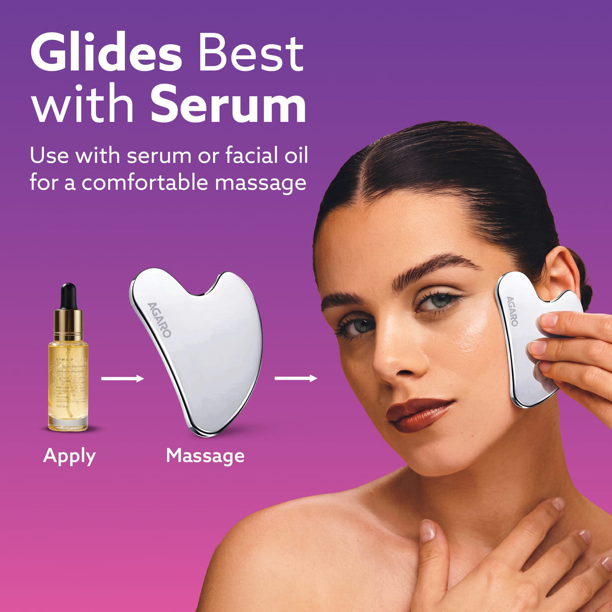 Premium Stainless Steel Gua Sha Tool – Facial Massager for Face, Neck & Eyes, Tightens Skin, Reduces Wrinkles & Relaxes Muscles, improve circulation, reduce puffiness, enhance skin elasticity