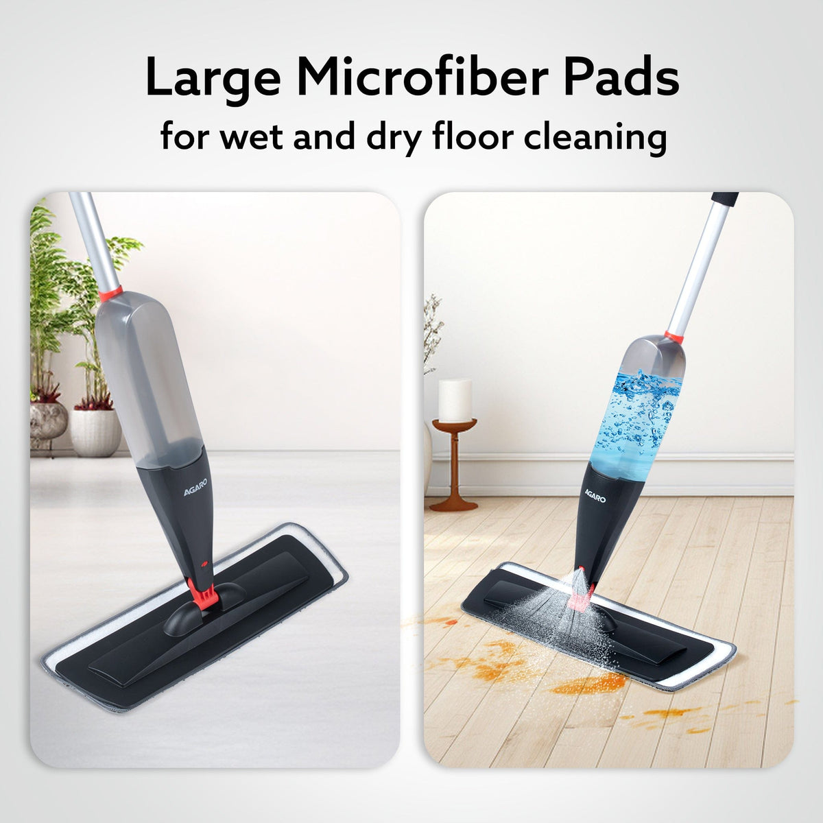 Delite Spray Mop Refill Set, 2 Pcs, Microfiber Pads, for Tiles, Kitchen, Detachable Pad, Compatible with AGARO Delite Spray Mop