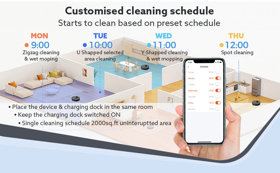 Alpha Robot Vacuum Cleaner, Brush, Dry Vacuum & Wet Mop, Automatic Cleaning, Upto 3200Pa Strong Suction, Rechargeable, App Control, Lidar Navigation, Editable Map to Clean, Hard Floor & Carpet