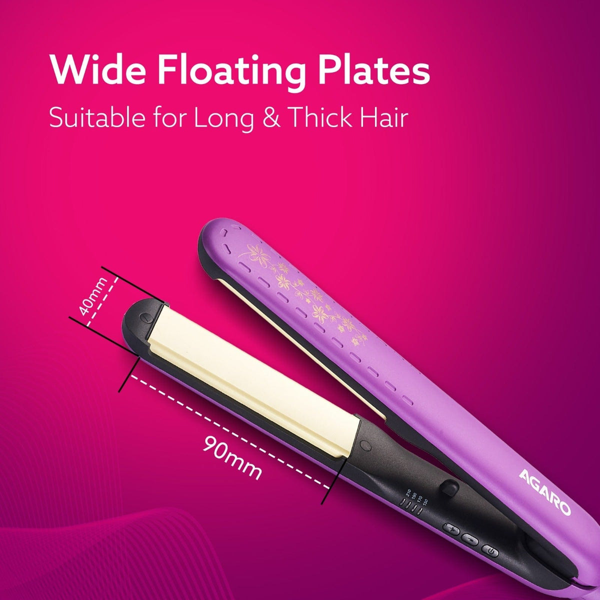 Hair Straightener, Keratin Infused Ceramic Coated Titanium Plates, Fast Heating, 4 Temperature Settings, Hair Straightening, Hair Styling For Women, Purple
