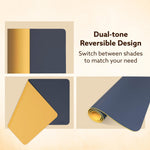 Premium Reversible Desk Mat (90x45 cm), Dual-Tone Vegan Leather Deskpad