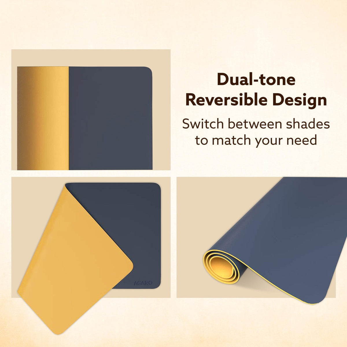 Premium Reversible Desk Mat (90x45 cm), Dual-Tone Vegan Leather Deskpad