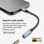 Type-C to 3.5mm Aux Female Converter with Built-in DAC, Hi-Res Durable Audio Adapter, Supports Mic & Calls, Compatible with iPhone 15 & above, Mobile, Laptops, Plug & Play USB-C to AUX Adapter