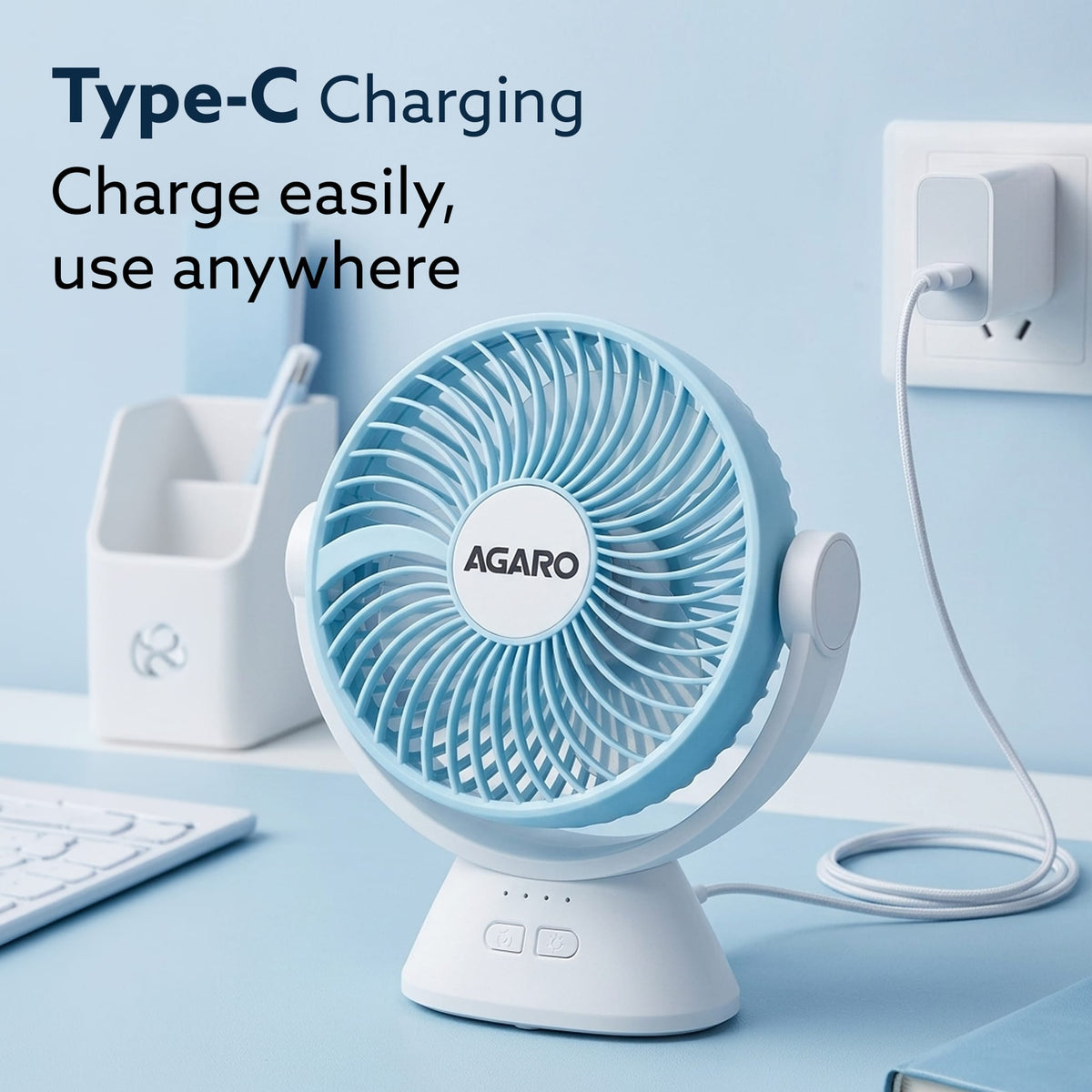 Delight Mini Desk Fan, Rechargeable & Portable