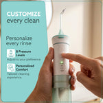 Ultra Travel Dental Flosser for teeth,Portable,Cordless,Rechargeable,4 Cleaning Modes, IPX7 Waterproof,180ml Water tank,Flossing at Home & Travel, Oral Flosser,Oral Irrigator, Sea Green