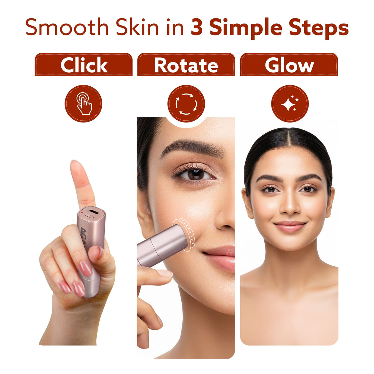 Facial Hair Remover |Eyebrow Trimmer FHR190 Rose Gold For Women, Rechargeable, Cordless, Safe & Painless Electric Shaver, Hypoallergenic Blade, Multipurpose Use For Upper Lip, Chin