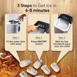 Regal Ice Maker, Compact Ice Maker, 1.2L water Tank, 9 Pcs bullet Ice Cube at a time, Stainless Steel Body