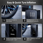 Elite Tyre Inflator & Jump Starter, for Cars, Bikes & Balls, 14.8V, Upto 150 PSI, 10000 mAh Power Bank, LED Light, Digital Display, Multiple Nozzles