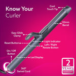 Prima Rotating Hair Curler, 32 mm Ceramic coated barrel, Automatic Curling,  Fast Heating, Ceramic Coated Titanium Barrel for Long/Medium Hair, Professional Self Curling Hair Styler, For Women, Black