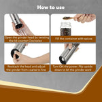 Gravity Salt & Pepper Automatic Grinder, Refillable, Adjustable Coarseness, Gravity Electric Salt Pepper Mill & Shaker, Rechargeable, Stainless Steel