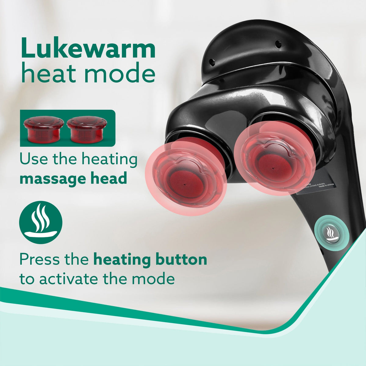 Regent Handheld Double Head Massager, 4 Massage Heads, 4 Modes, For Pain Relief and Relaxation, Neck, Back, Shoulder, Leg, Foot, Full Body Massager, Black