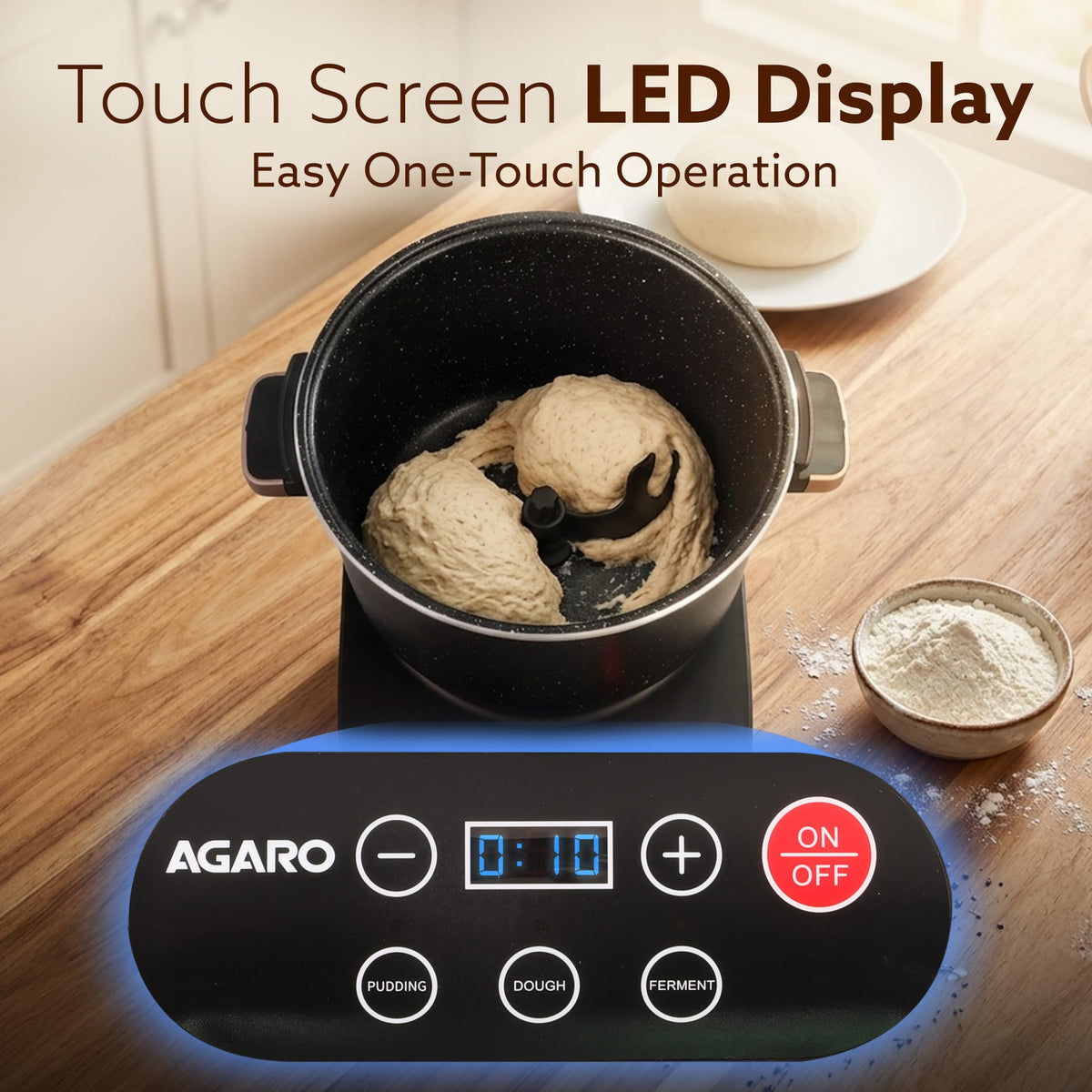 Regal Dough Maker Machine, 5L, 300W Electric Atta Maker with Automatic Dough Kneading, Ceramic-Coated Stainless Steel Bowl with lid