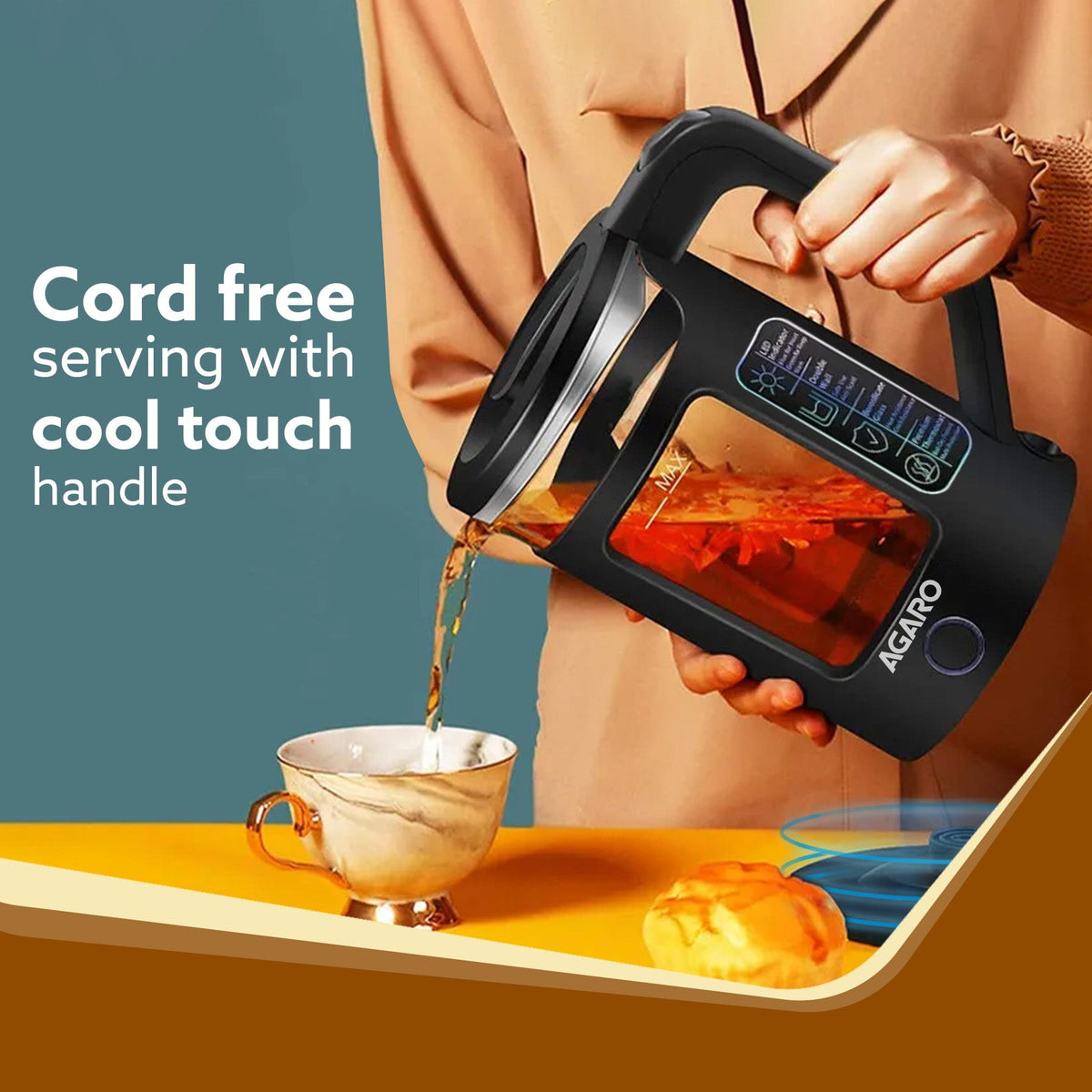 Galaxy Electric Kettle with Keep Warm Function, 1.5L, Black