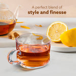 Elegant Glass Cup, 180ml, Set of 6, Crystal Clear Espresso Coffee Cup, Toughened Glass Wall with Handle, for Hot Coffee, Cappuccino, Milk, Latte, Green Tea & Black Tea