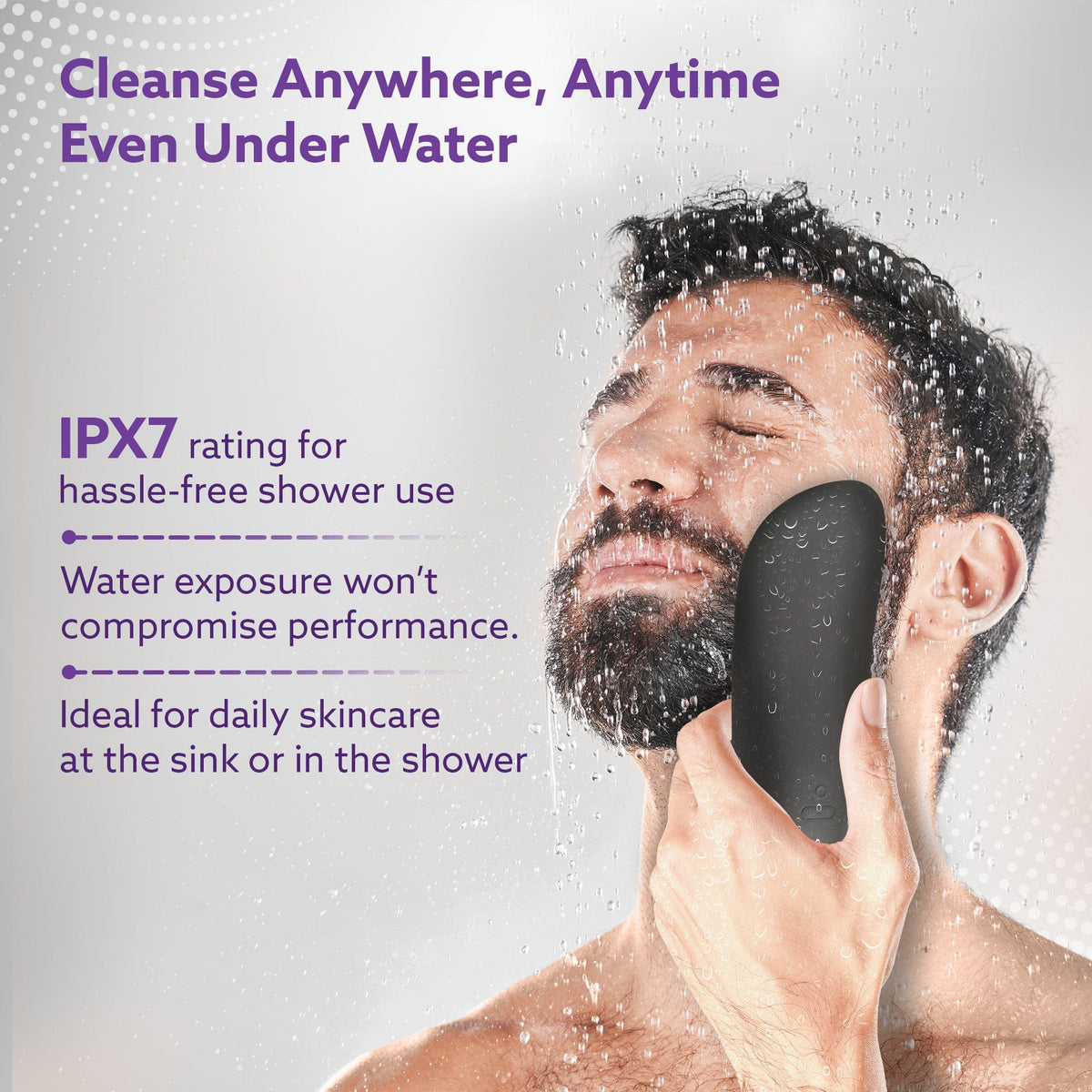 CM2407 Facial Cleansing Massager with Sonic Vibration Technique, 5 Cleaning Modes, Waterproof, Soft Silicone Bristles, Handheld, Black