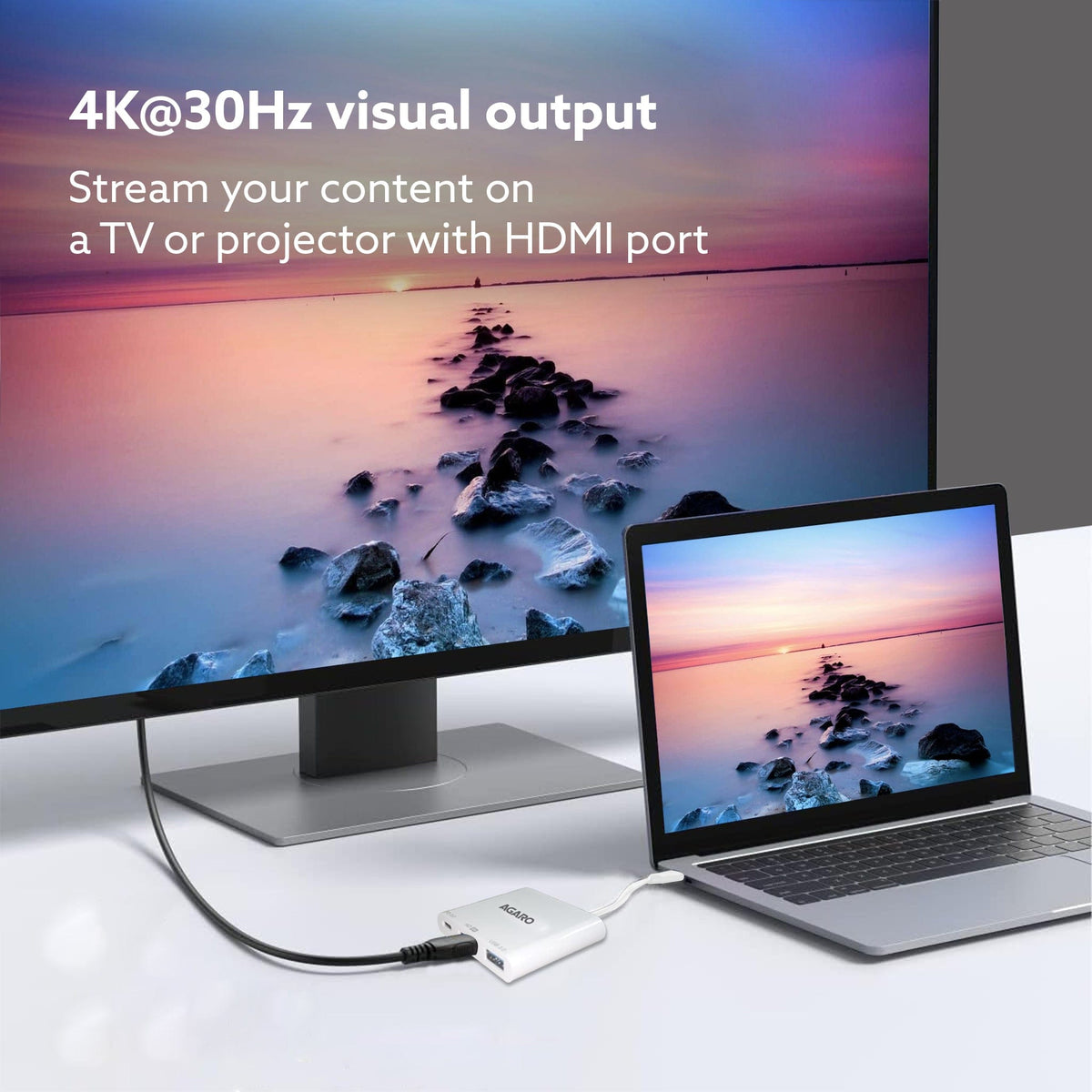 3-in-1 USB Type-C to HDMI Multi-Port Hub, 4K HDMI Output