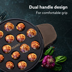 Royal Pre-Seasoned Cast Iron Paniyaram Pan, 15 pits (4cm x 2cm Each), No Chemical Coating, Rigid Handle, Fast Heating, Gas Oven Compatible, Appe, Gunta Ponganalu, Paddu, Kuzhi & Litti