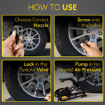 Foot Tyre Inflator, Double Cylinder Rapid Inflation, 160 PSI, High-Pressure Foot Air Pump with Integrated Gauge for Car, Bike & Cycle, Hands-Free Pedal Operation, Durable Steel Base, FP1919