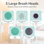 Electric Bath Brush – USB Rechargeable, IPX6 Waterproof | 5 Brush Heads, 3 Cleaning Modes, 360° Rotatable Electric Shower Brush with 14.5” Long Handle