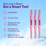 Imperial Face & Eyebrow Razor for Women (Pack of 3) | Dual Blade Head with German Blades | Easy Facial Hair Shaping & Shaving | Reusable up to 5 Times | Rust-Free Durable Blades