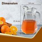 Elegant Glass Jug, 1.3L, Multipurpose Jug, Easy Pour & Strong Handle, Transparent Beverage Carafe for Home, Office, Pitcher for Serve Water, Milk, Juice, Lassi, Cocktail, Ideal for Gift