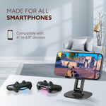 360° Revolving Mobile Stand, Foldable & Sturdy Metal Stand with 360° Rotation, Multiple Height & Angle Adjustments & Anti-Slip pads for Desk, Compatible with Smartphones, Tablets, Kindles & iPad