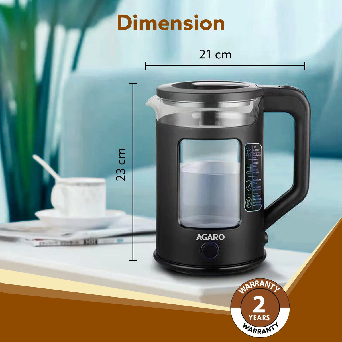 Galaxy Electric Kettle with Keep Warm Function, 1.5L, Black
