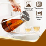 Elite Borosilicate Water Jug 1.8Ltr, Stainless Steel Air Tight lid, Iced Tea Pitcher, Water Jug, Hot Cold Water, Milk and Juice Beverage Carafes