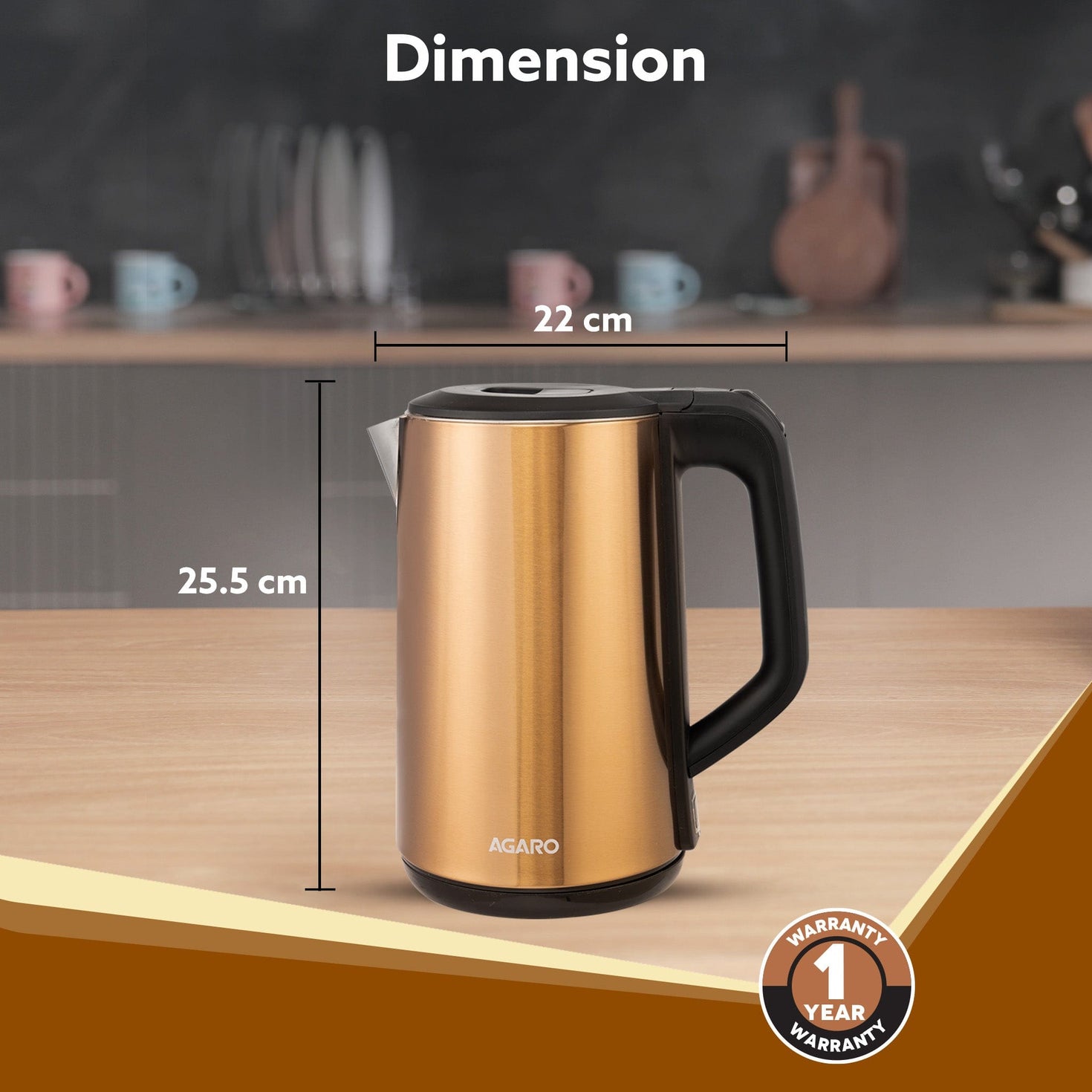 AGARO Insignia Electric Kettle, 1.8L, Double Layered Kettle Buy