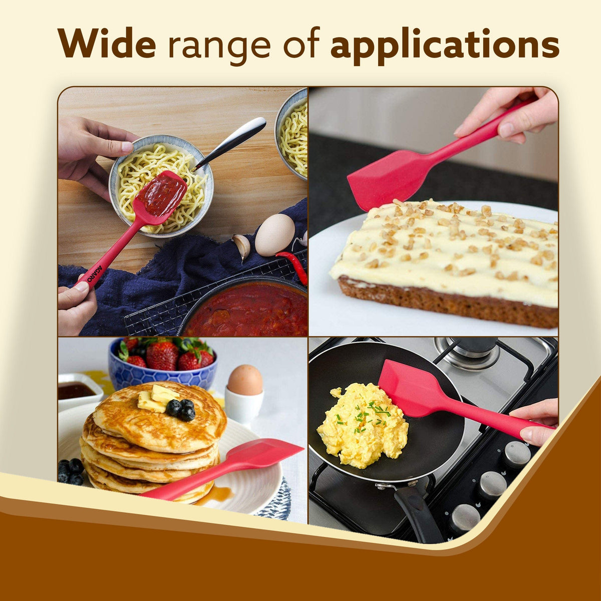 Deluxe Silicone Spatula Set of 6 , Red