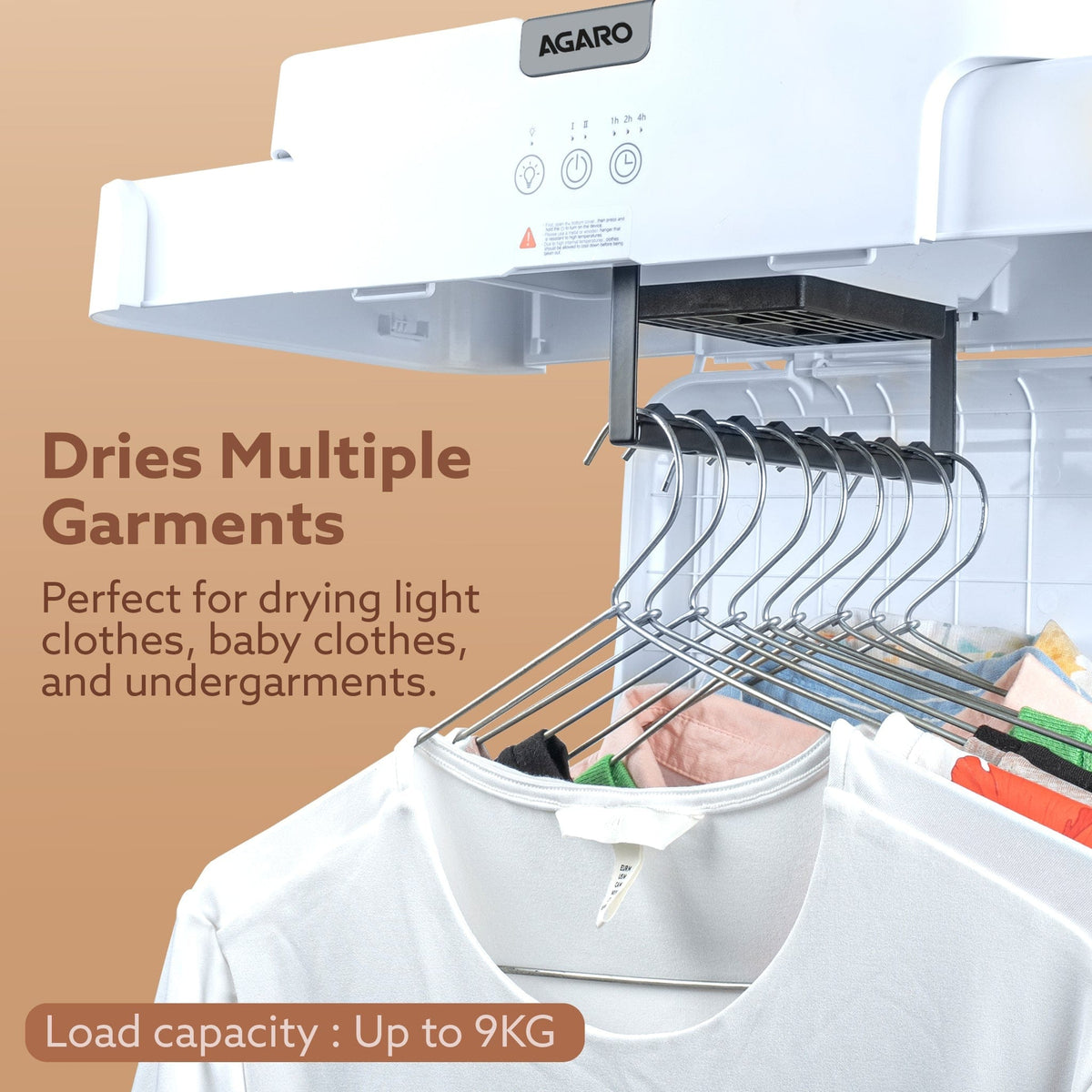 Regal Portable Clothes Dryer, Automatic Clothes Warmer Machine with Hanger,103L Capacity, 9 Pieces at a time, 600W, 9V, Ideal for Home, Travel, Baby Clothing, Towels, and Wet Laundry