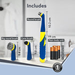 Regal Cleaning Brush for Household, Toilet, Kitchen, Bathroom Cleaning, High Speed Oscillating Technology, Long Handle, 3 Heads for Scrubbing / Removing stain, Dirt, Cordless, Blue & Yellow