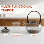 Adore Borosilicate Glass Kettle 900ml | Heat Resistant, Durable Clear Glass, Stovetop & Microwave Safe, Ideal for Tea, Coffee, Water & Hot Beverages