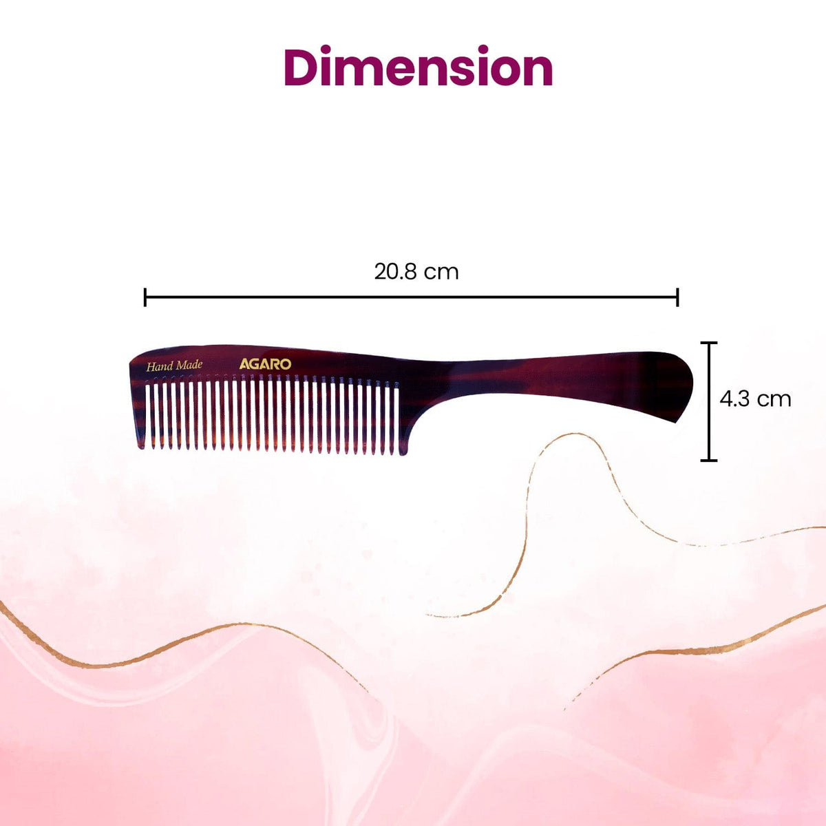 AGARO Hand Made Cellulose Acetate Comb HMC79, All Fine Tooth Dressing Comb, Smooth Rounded Teeth, Hair Styling, Hair Brushing, Hair Dressing, Brown