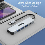 5-in-1 Type-C Multi-Port Hub, 4K@60Hz USB-C to HDMI Adapter, 85W PD Charging, 3× USB-A & USB-C 3.0 Data Ports, SD/TF Card Reader, Compatible with Type-C Devices