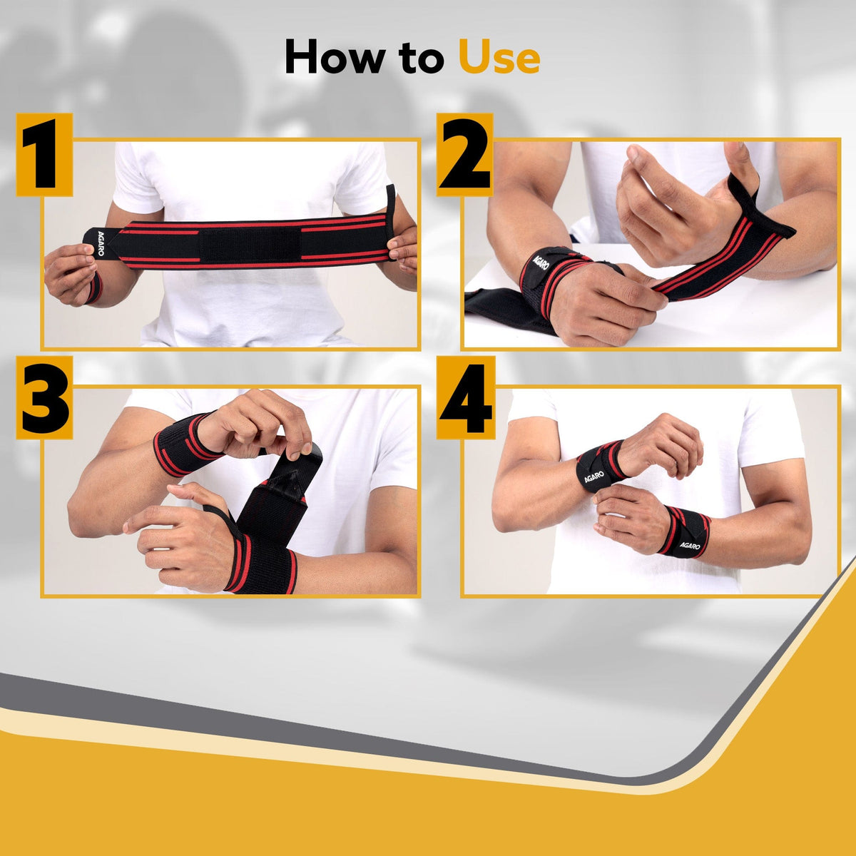 Wrist Support with Thumb Loop Straps, for Gym, Fitness & Weightlifting, Made of Velcro & Elastic Band, for Men & Women, Set of 2, Universal Size ( Black & Red )